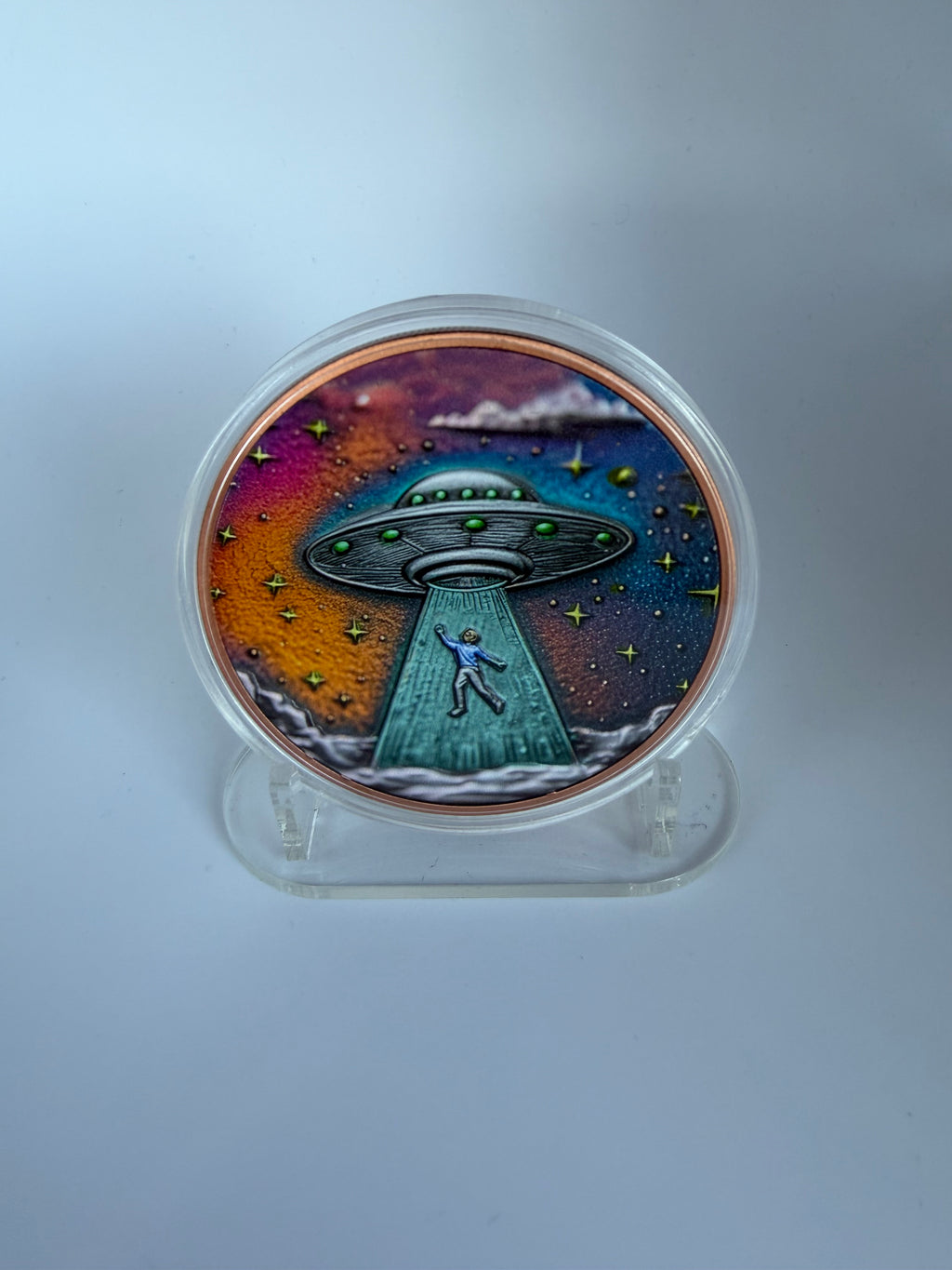 5 oz Kupfermünze UFO / Alien - Color Edition.999 Fine Copper