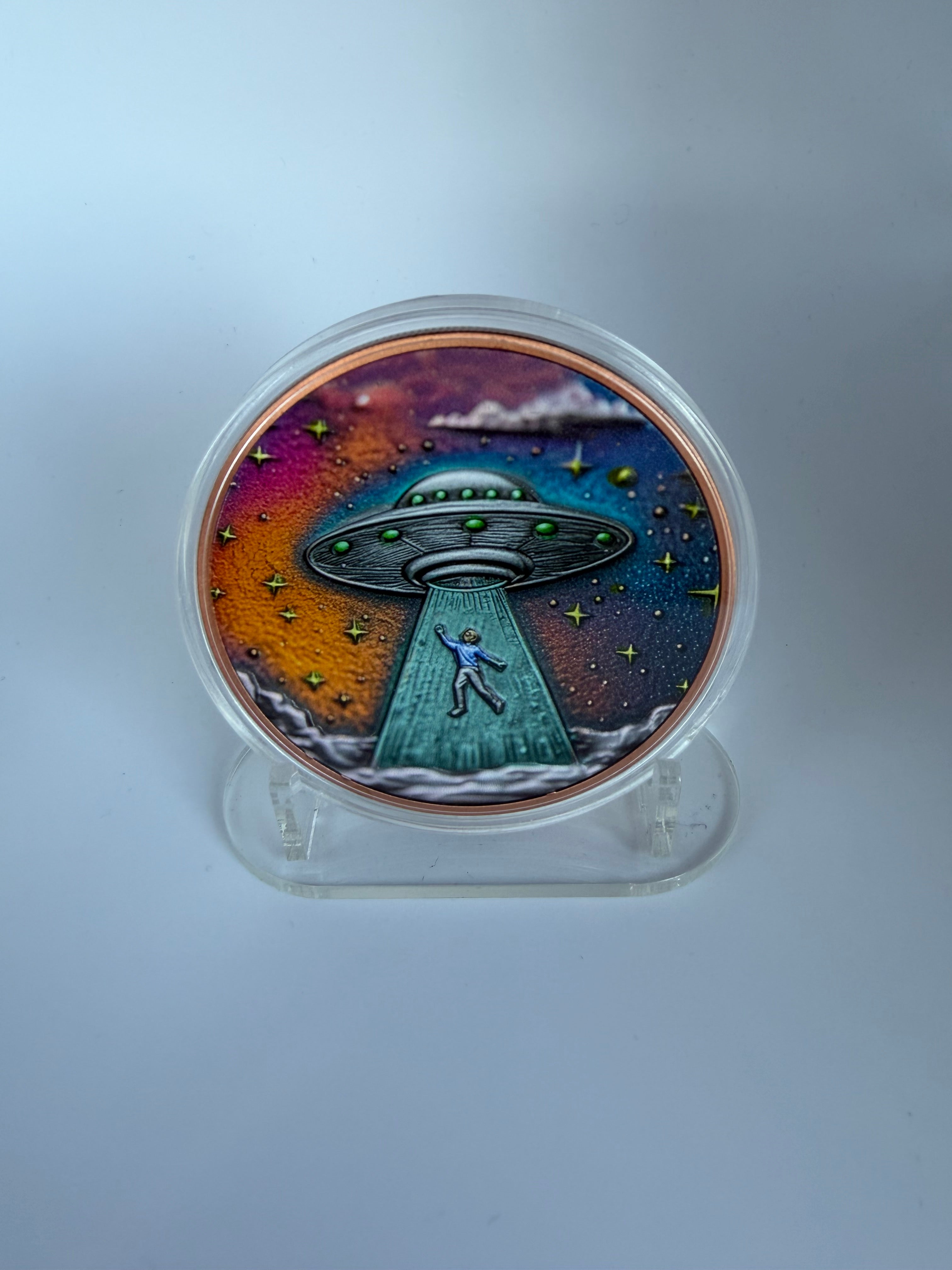 5 oz Kupfermünze UFO / Alien - Color Edition.999 Fine Copper