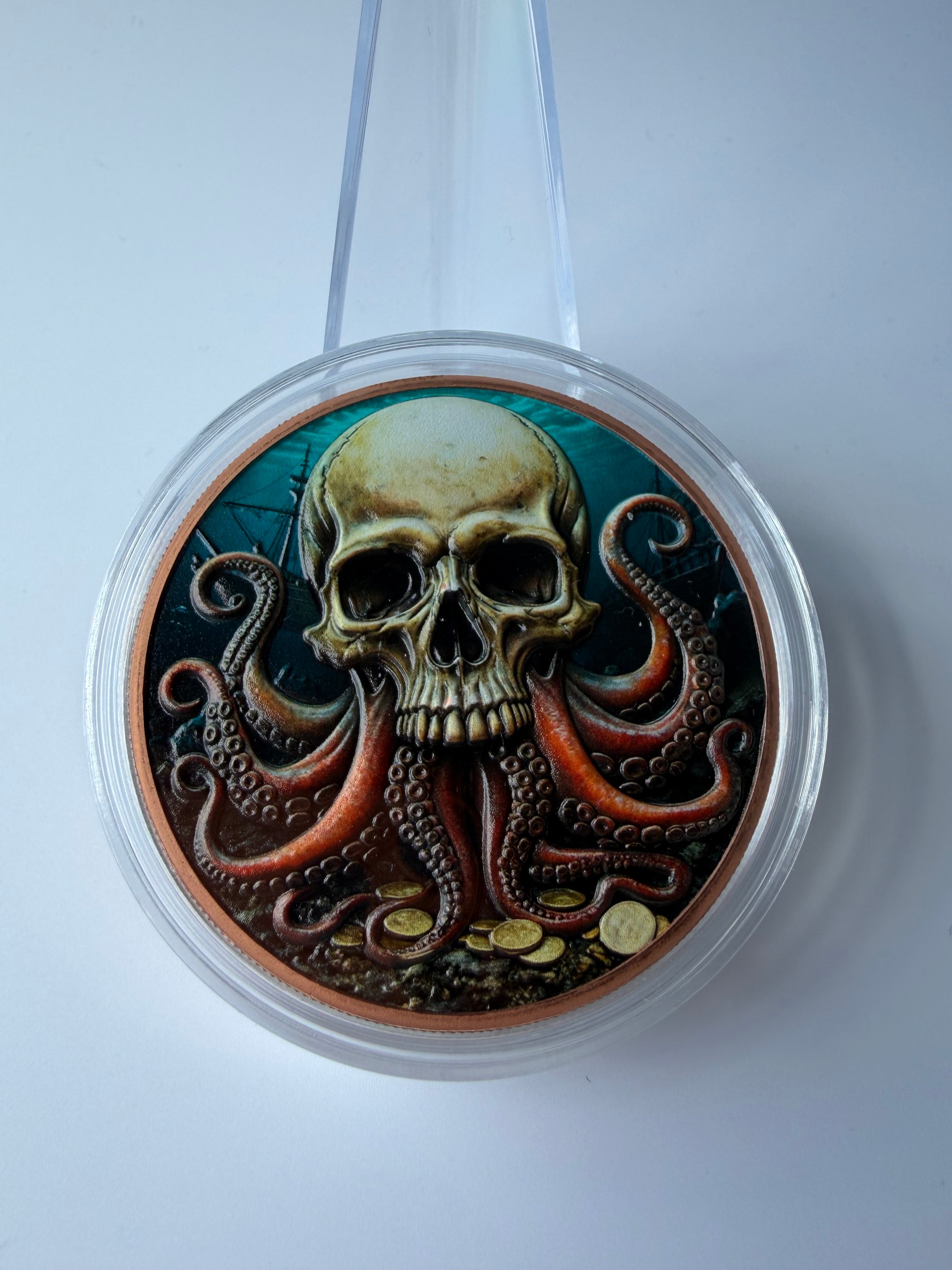 5 oz.999 Fine Copper - Piratenschatz & Kraken-Totenkopf