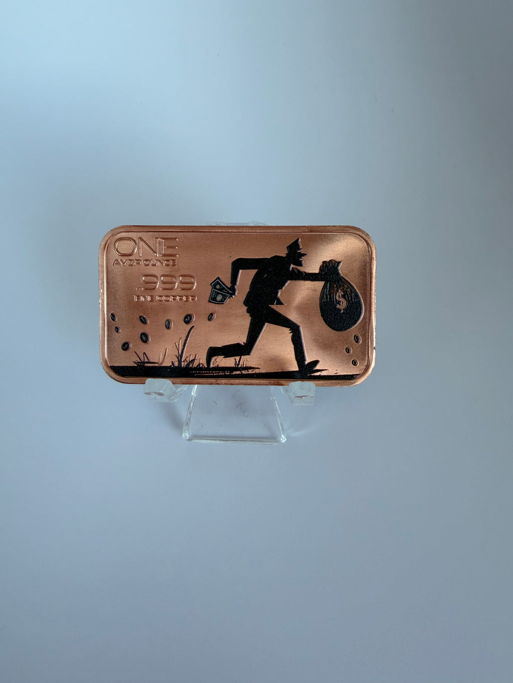 1 oz Kupferbarren „Bankraub“ – .999 Fine Copper