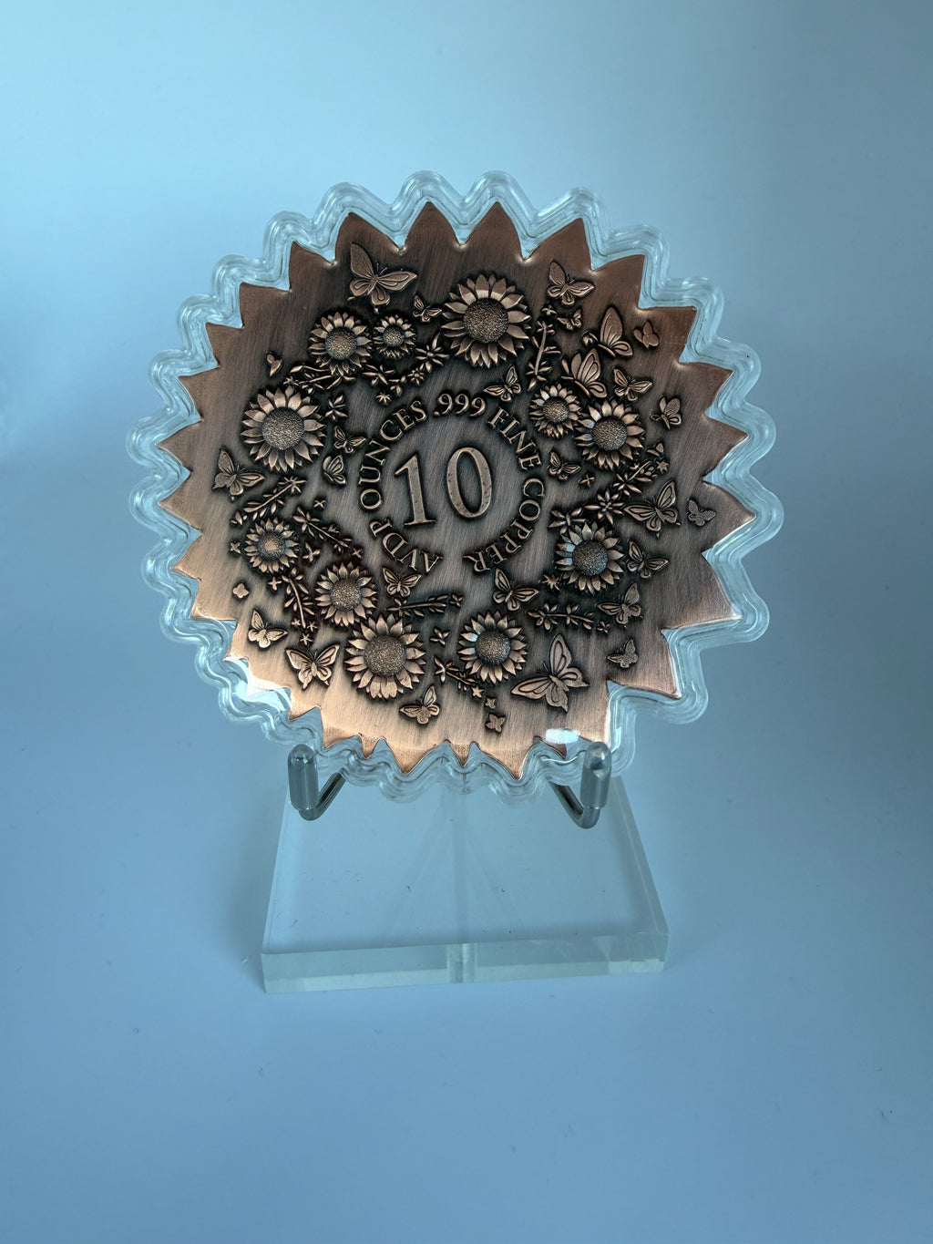 10oz Sonnenblumen Kupfermünze /999 Fine
Copper