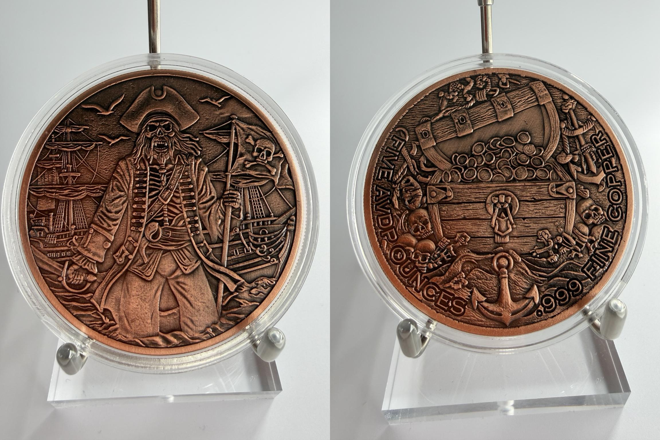 5 oz Kupfermünze „Pirate“ – Sammlerstück im Antik-Finish