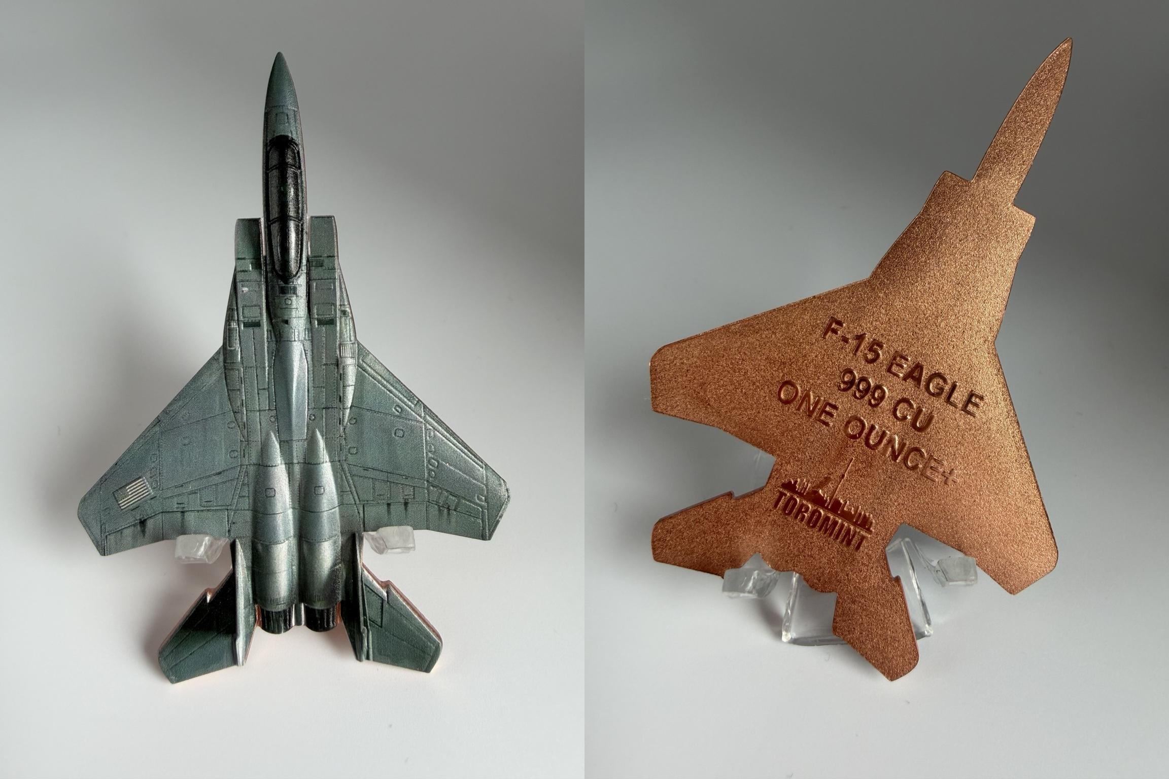 F-15 Eagle - 1oz Kupfermünze in außergewöhnlicher Jet-Form